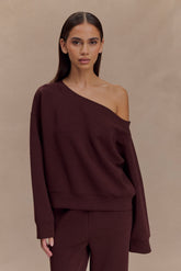 Aiden Slouchy Crew Jumper - Chocolate
