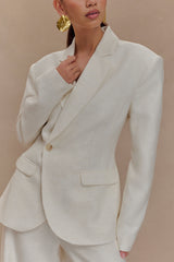 Jameson Cinched Linen Blazer - Oat Marle