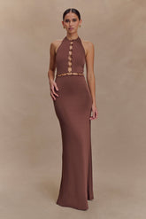 Albion Beaded Slinky Maxi Dress - Chocolate