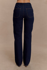 Remington V Front Straight Leg Jeans - Indigo Blue