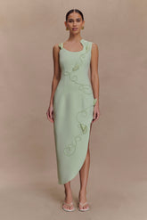 Virginia Suiting Embroidered Midi Dress - Sage