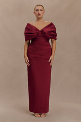 Thelma Bardot Maxi Dress - Wine