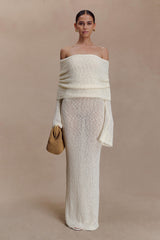 Marisol Off Shoulder Boucle Maxi Dress - Ivory