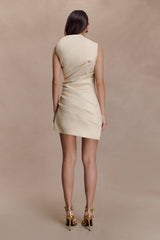 Helena One Shoulder Linen Mini Dress - Natural Beige