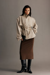 Alden Short Trench Jacket - Pebble