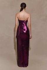 Winston Strapless Sequin Maxi Dress - Plum