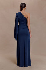 Vivica Slinky Gathered Maxi Skirt - Midnight Navy