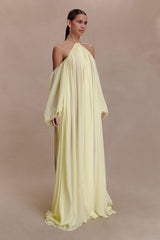 Janni Chiffon Maxi Dress With Hardware - Lemon Lime