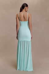 Deanne Bandage And Chiffon Knit Maxi Dress - Blue