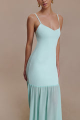 Deanne Bandage And Chiffon Knit Maxi Dress - Blue