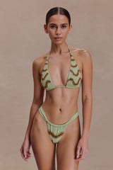 Robyn Beaded Triangle Bikini Top - Sage