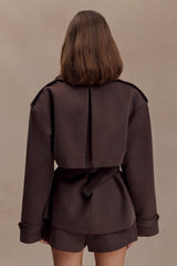 Alden Short Trench Jacket - Chocolate