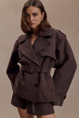 Alden Short Trench Jacket - Chocolate