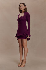 Samira Knit Long Sleeve Mini Dress - Plum