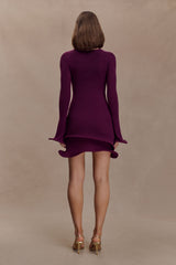 Samira Knit Long Sleeve Mini Dress - Plum