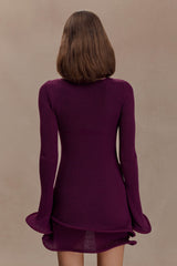 Samira Knit Long Sleeve Mini Dress - Plum