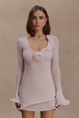 Samira Knit Long Sleeve Mini Dress - Misty Rose