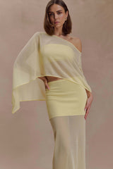 Lyra Sheer Knit Cape - Lemon