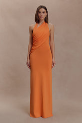 Elma Halter Knit Maxi Dress - Orange