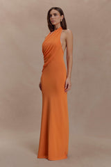 Elma Halter Knit Maxi Dress - Orange