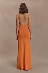 Elma Halter Knit Maxi Dress - Orange
