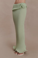 Samira Knit Wired Maxi Skirt - Pastel Green