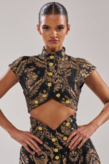 KAYLA BROCADE LONG SLEEVE BLOUSE