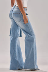 WON'T LOSE MYSELF WIDE-LEG BLUE DENIM