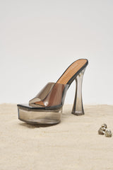 AKIRA ALEXUS SMOKE PVC CHUNKY SLIP ON SANDAL