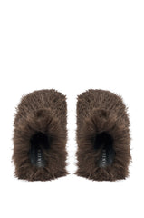 AKIRA ANGOL CHOCOLATE SHAGGY FLAT SLIPPER