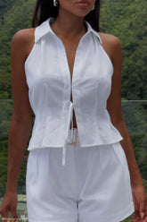 Scout Sleeveless Linen Shirt - White