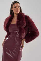 CADENCE FAUX FUR IN BURGUNDY