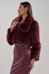 CADENCE FAUX FUR IN BURGUNDY