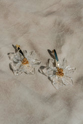 Naomi Acrylic Flower Earring - Gold