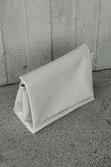 Kiera Faux Leather Oversized Clutch - Ivory