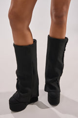 AZALEA WANG FRANKEYE BLACK WEDGE BOOT