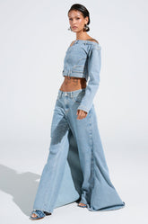 SHAKE IT OFF DENIM PANT WITH SKIRT ATTACHED