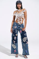 WILD AND FREE RHINESTONE DENIM