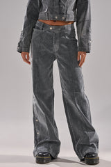 CATCHING EYES VELVET DENIM WIDE-LEG PANT