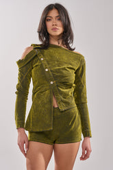 YOUR TIME IS COMING VELVET DENIM BLOUSE