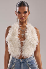 ACT UP FUR BLOUSE IN WHITE