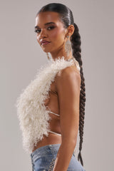 ACT UP FUR BLOUSE IN WHITE