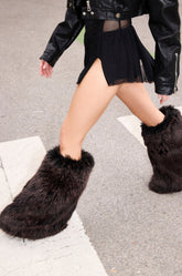 AZALEA WANG LISBOA BROWN FUR FOLD OVER BOOT