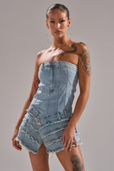 TOO MUCH TO LOVE DENIM ROMPER