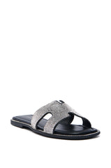 AKIRA PRINCESS PEACHY BLACK SLIP ON EMBELLISHED SANDAL