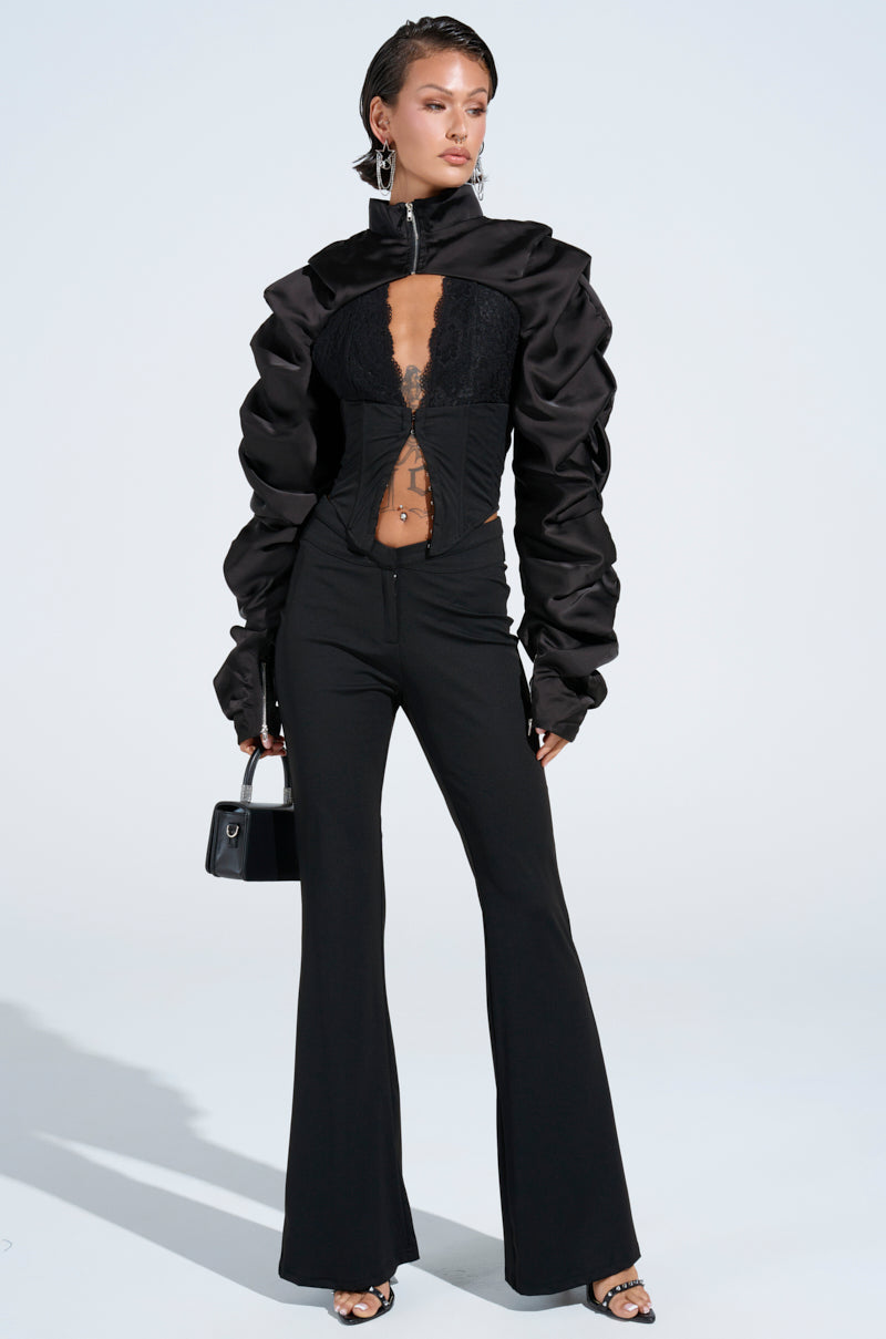 CORA SATIN BOLERO IN BLACK