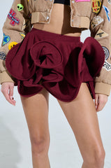 UPSIDE DOWN WAVY MINI SKIRT IN BURGUDY