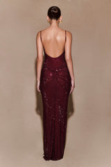 Roisin Diamante Maxi Dress - Mahogany