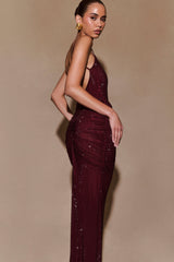 Roisin Diamante Maxi Dress - Mahogany