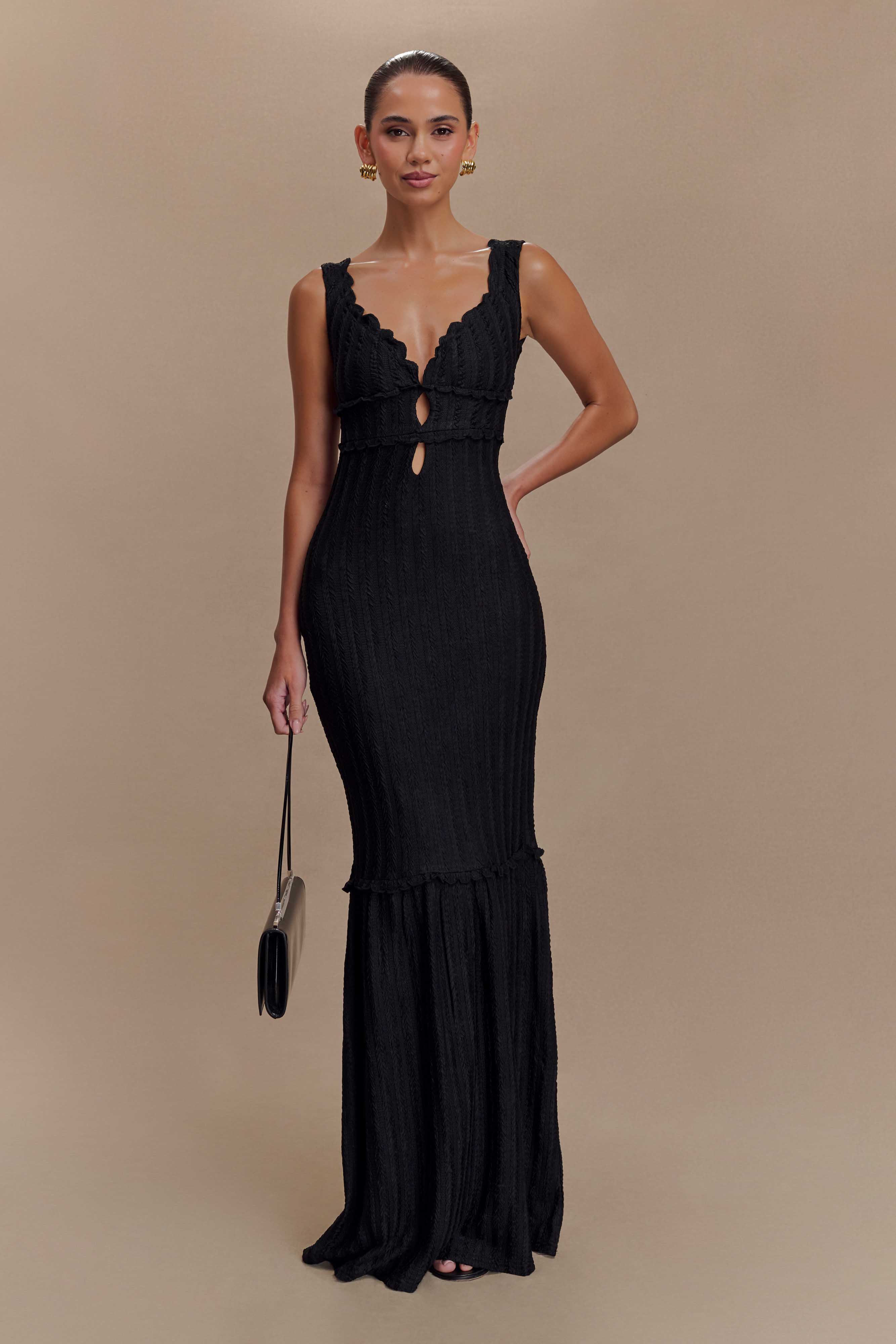 Natalie Off Shoulder Maxi Dress - Black